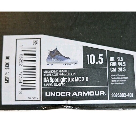 NEW Under Armour Men\'s Spotlight Lux MC 2. Cleats Blue/White Sz 10.5 3026576-400 main image 8